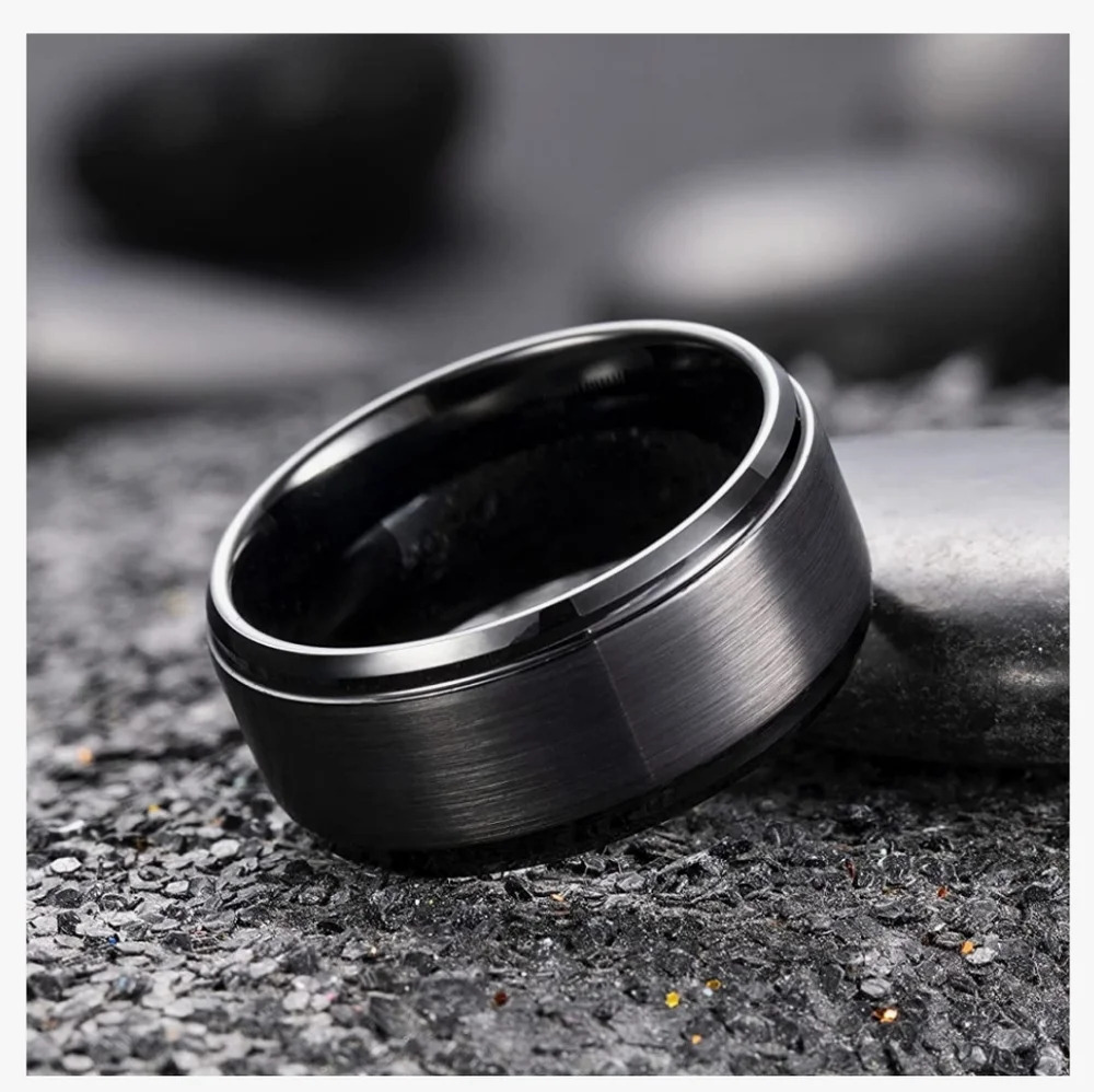 King Will Duo Men's 8mm/10mm Brushed Tungsten Carbide Wedding Ring